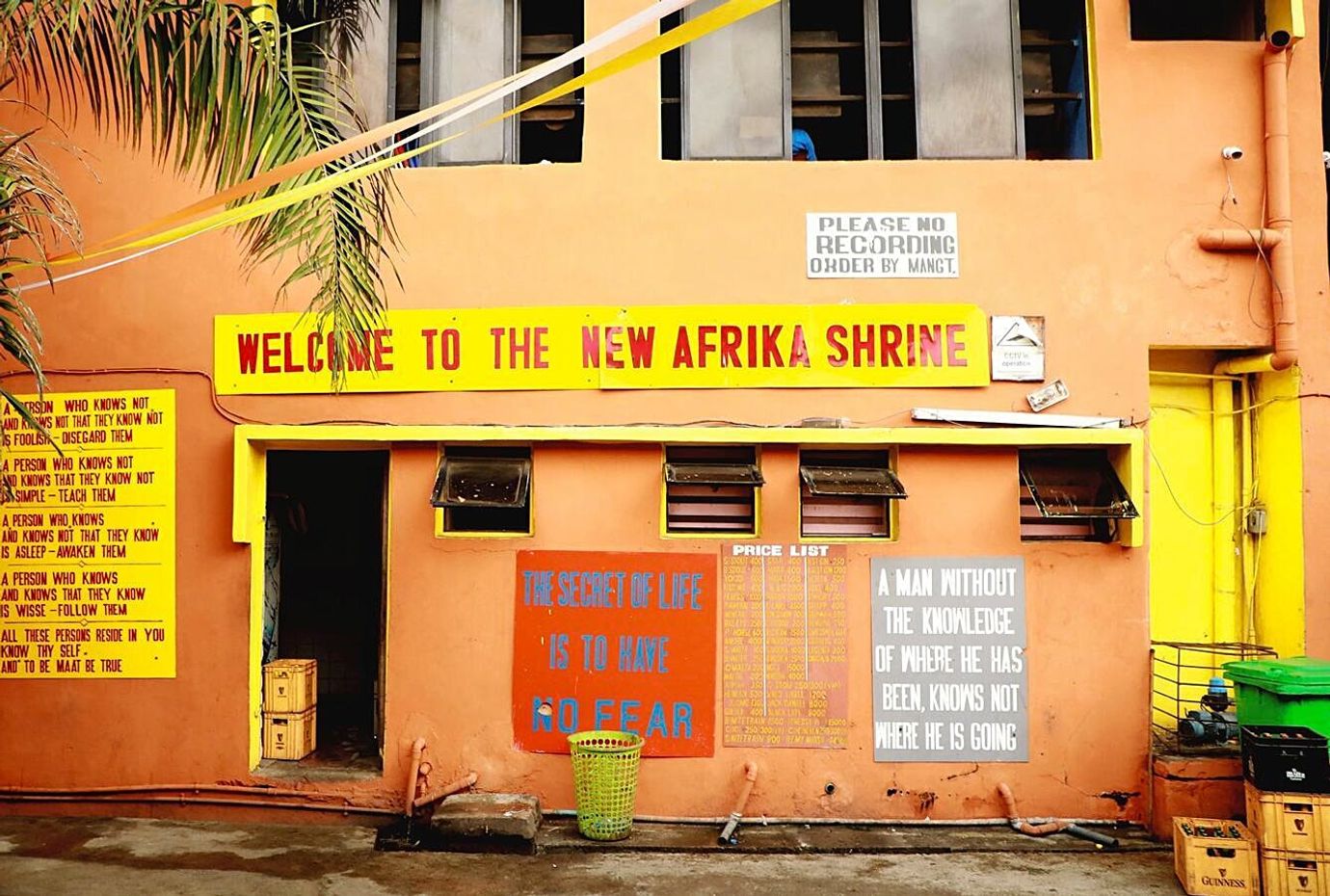 The entrance to the New Afrika Shrine in Ikeja, Lagos