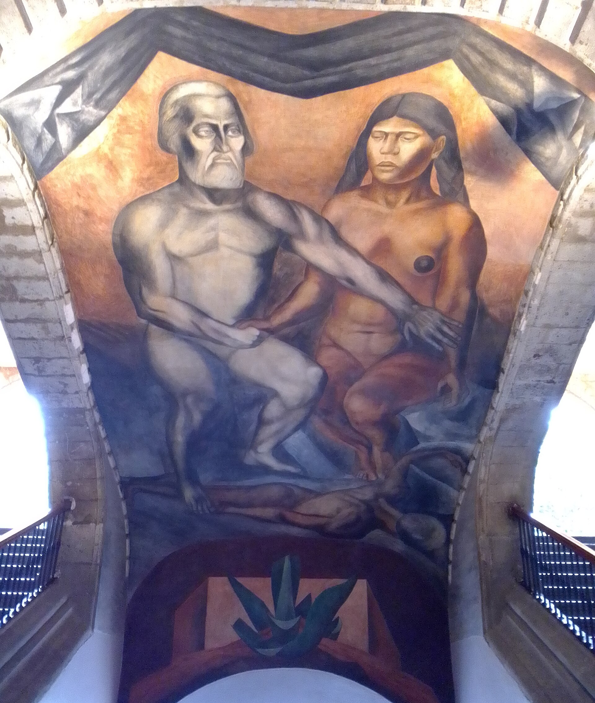Cortés and Malinche mural by José Clemente Orozco