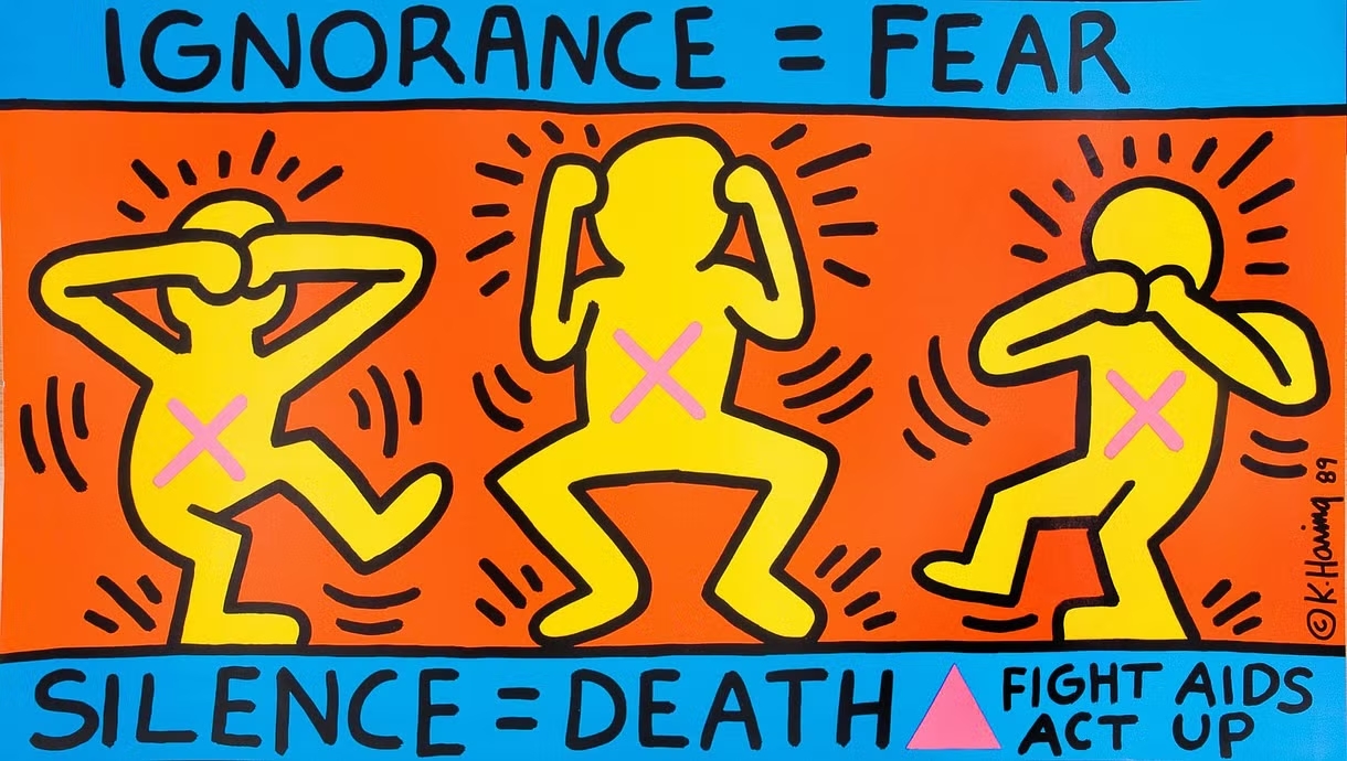 Ignorance = Fear poster by Keith Haring for ACT UP